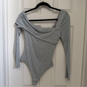 Lovers and Friends Florence Gray Women's Long Sleeve Bodysuit size medium NWT